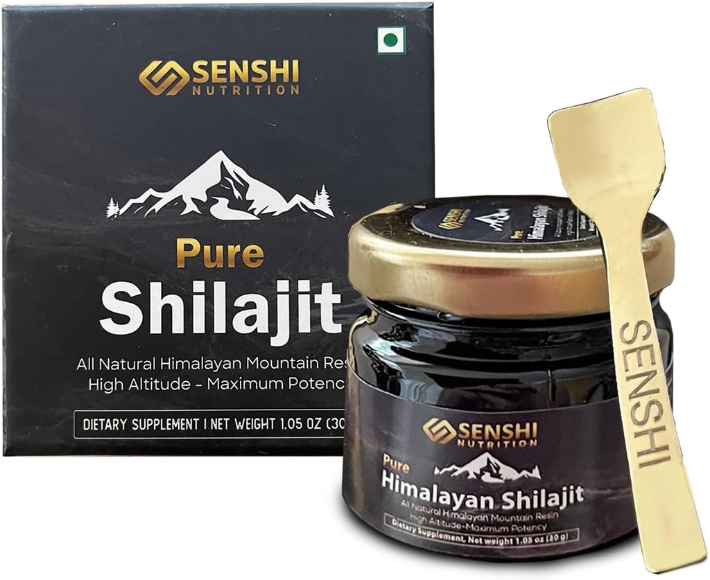 Shilajit - All Natural Maxity Potlayan Mountain Resin from High Ality - 100% Pure Shilajit with Fulvic Acid & 85 + Trace Minerals Complex - 1 oz / 30 g with Free Spoon Included