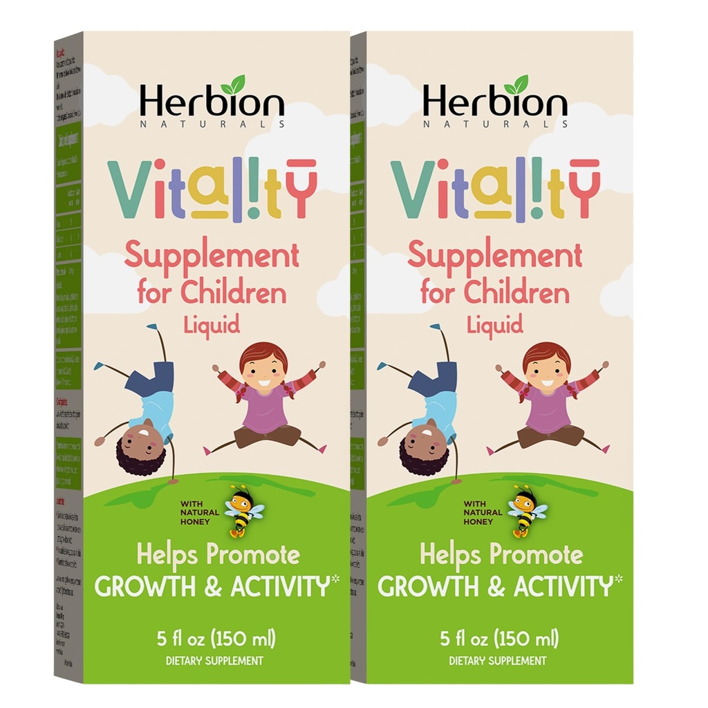 Suplemen Vitalitas HERBION untuk Anak-anak, Memroses Growth and Appetite, Relieves Fatigue, Performance Mental & Fisik, untuk Anak-anak 1 Tahun & Di atas, 5 Fl Oz (Paket 2)