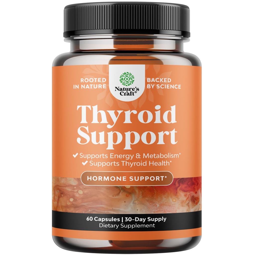 Herbal Thyroid Dukung Kompleks - ImpotKelp Iodium Suplemen dengan L Tyrosine, Bladderwrack, Selenium & Pure Ashwagandha untuk Hormone Saldo - Mood & Energy Dietary Pills - 60 Count