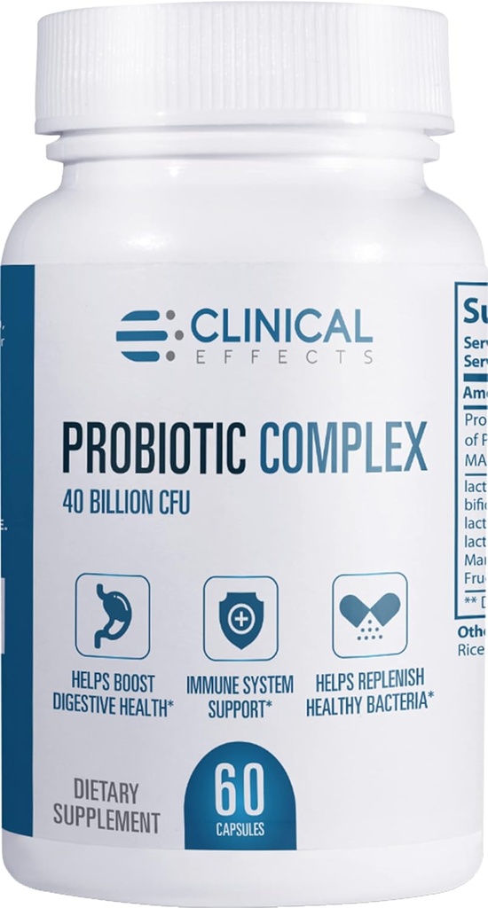 Clinical Effects Probiotic Complex - Unut Health Prograx for Women and Men - 6 Key Organic Probiotic Strains untuk menyokong Ditrable and Overall Health - 60 Veggie Probiotic Capsules - Made in the USA
