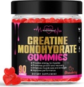 Generik Creatine Monohydrate Gummies untuk pemulihan otot, peningkatan otot dan kekuatan, fokus energi dan kesehatan otak, bebas gluten, bukan GMO, suplemen vegan untuk pria dan wanita, 30 porsi 90 ct
