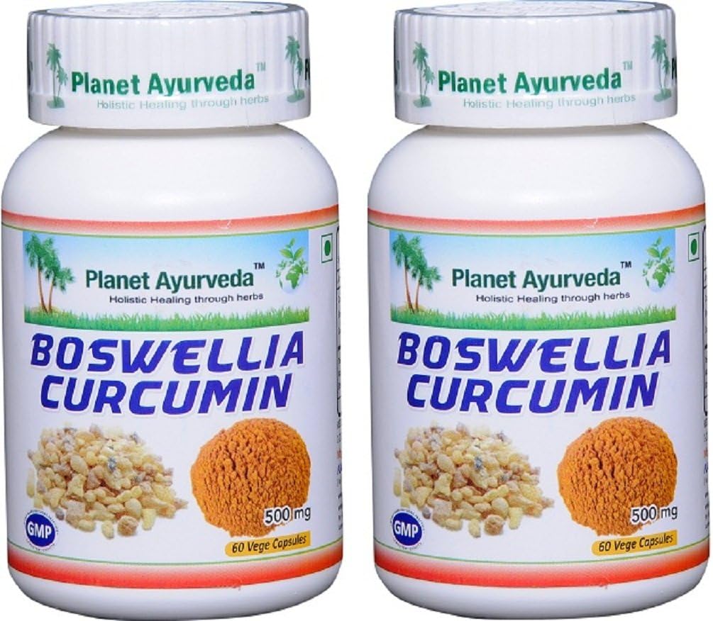 Planet Ayurveda Boswellia Curcumin, 500mg Veg Capsules - 2 Botol