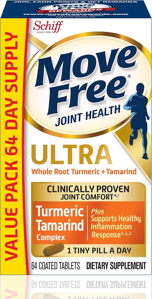 Pindahkan Curcumin Turmeric & Tamarind Bebas Dukungan Bersama - Mendukung Inflammasi Sehat & Clinically Proven Comfort Gabungan dalam 1 Tiny Pill, 64 Tablet (64 Servis) *