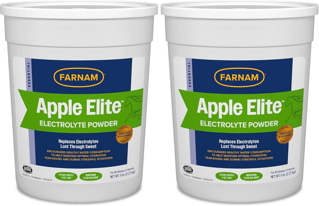 Farnam Apple Elite Horse Electrolite Powder, menggantikan Mineral Lost in Sweat During Extreme Weather & Streamity Conditions, 5 lb., 40 Day Supply (Paket 2)