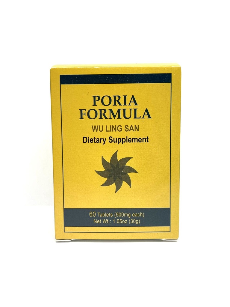 Poria Formula - Wu Ling San Herbal Tambahan Membantu Proyeksi Sistem Urin dan Strengthens The Spleen 60 tablet 500mg / masing-masing Dibuat di AS
