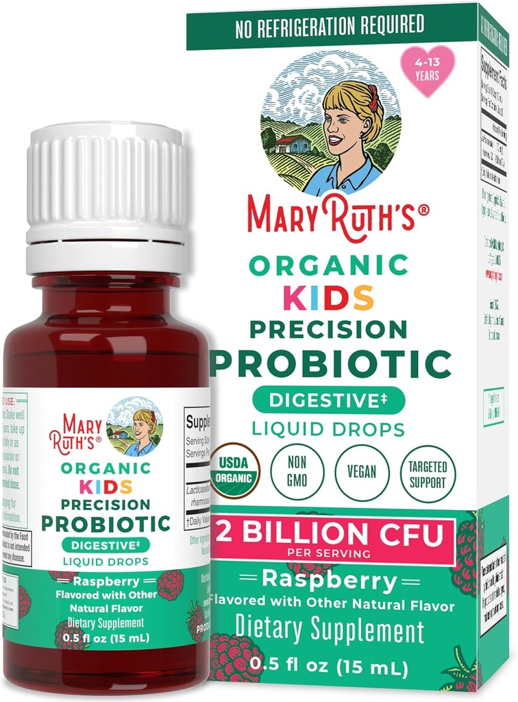 MaryRuth Organics USDA Organic Liquid Kids Probiotic Drops: 124; Digetical Health 124; Gut Health 124; Anak-anak Imuniune Suppport Supplemen 124; Overall Health and Wellness 124; Non GMO 124; Vegan 124; 30