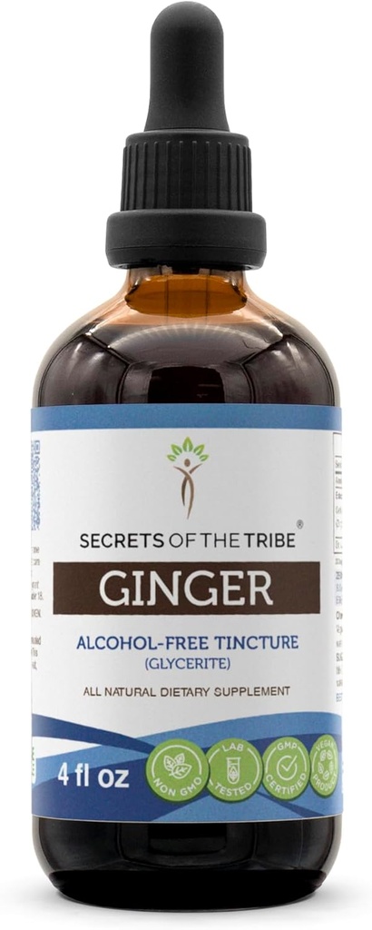 Rahasia dari Suku Ginger Tincture Alcohol-Extract Bebas, Ginger (officinale Zingiber) Root Kering 4 OZ