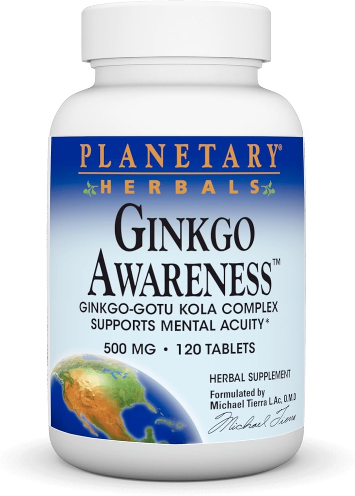 Planetary Herbals Ginkgo Awareness Tablet, 120 Count