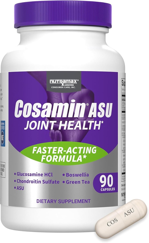 Kossin Nutramax Laboratorium ASU Joint Health Supplement with Glucosamin, Chondroitin & ASU for Men & Women 's Joint Health, 90 Capsules