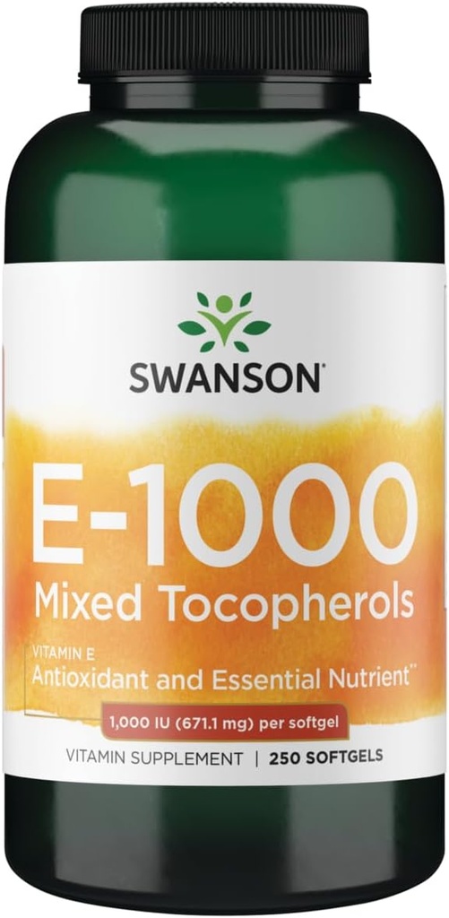 Swanson Vitamin E Mixed Tokopherol 1000 Iu (671.1 Miligram) 250 Sgels