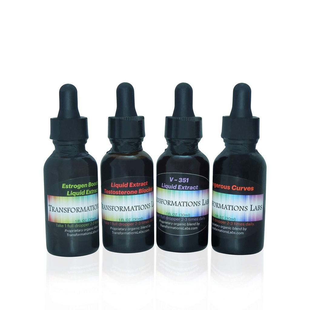 MTF E-Booster, T-Blocker, V ~ 351 Advanced Feminizer & Dangerous Curves Synercist, MTF Liquid Extracts 4 Pack Transitioning Transgender Kit!!