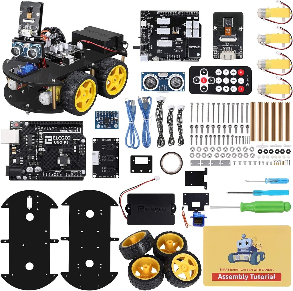 ELEGOO UNO R3 Smart Robot Car Kit V4 untuk Arduino Robotics untuk Anak-anak Ages 8-12-16 SSEM Science Kits Coding Gifts for 8 9 10 11 12 13 14 16 Year Boys Teens Cool Engineering Building Toys