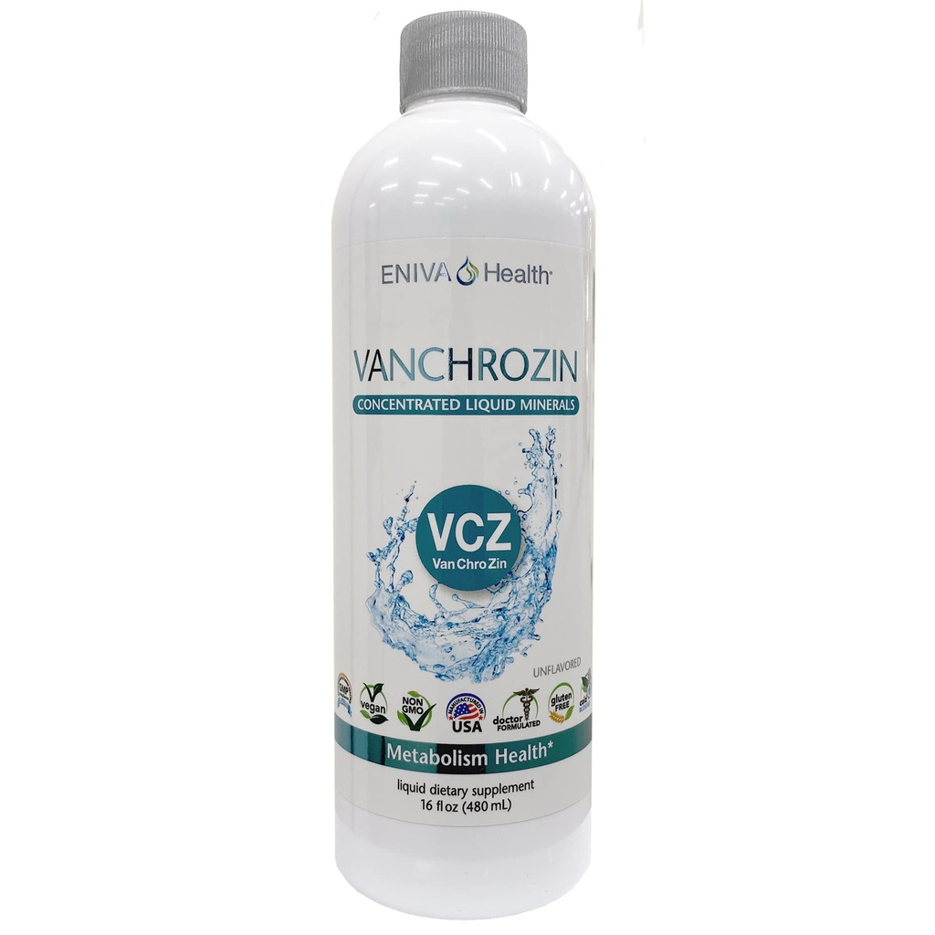 Eniva Health VANCHROZIN Cair Ionic Mineral Suplemen, Vanadium, Chromium & Zinc, Diabetic Friendly, 16 Fl Oz, 96 Servings