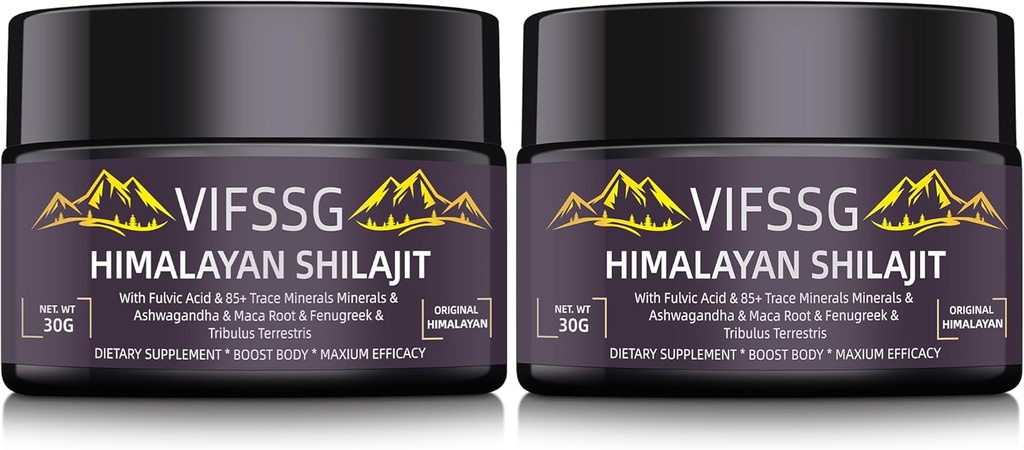 700 Mg Shilajit Suplemen Natural Organic Shilajit Resin Suplement, Shilajit Himalaya, Nature Shilajit Kelas Emas Shilajit dengan 4 in- 1 Kompleks untuk Dukungan Energi, 60 Grams, 2Pack