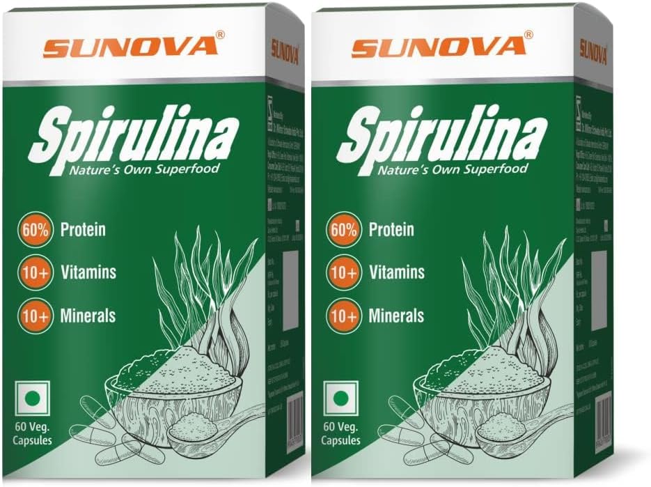 Spirulina Capsules - Nature 's Own Superfood and Nutonional Suplement, Spirulina for Full Body Support - 60 Capsules (Paket 2)