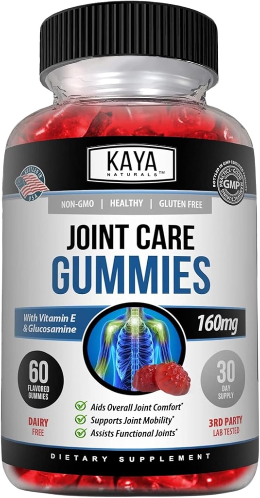 Kaya Mobility Cary Gummies for Back, Knee & Hands - Fleksibility Dukung - Glucosamine Gummies Best Immune Support for Women & Men - 60 Count