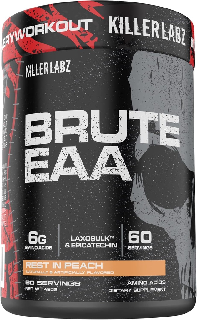 KILLER LABZ Brute EATE Branched Chain & Esquest Amino Acids 124; 6g dari Aminos untuk mempercepat Pemulihan dan Lean Mass Gains 60 pelayan (Istirahat di Peach)