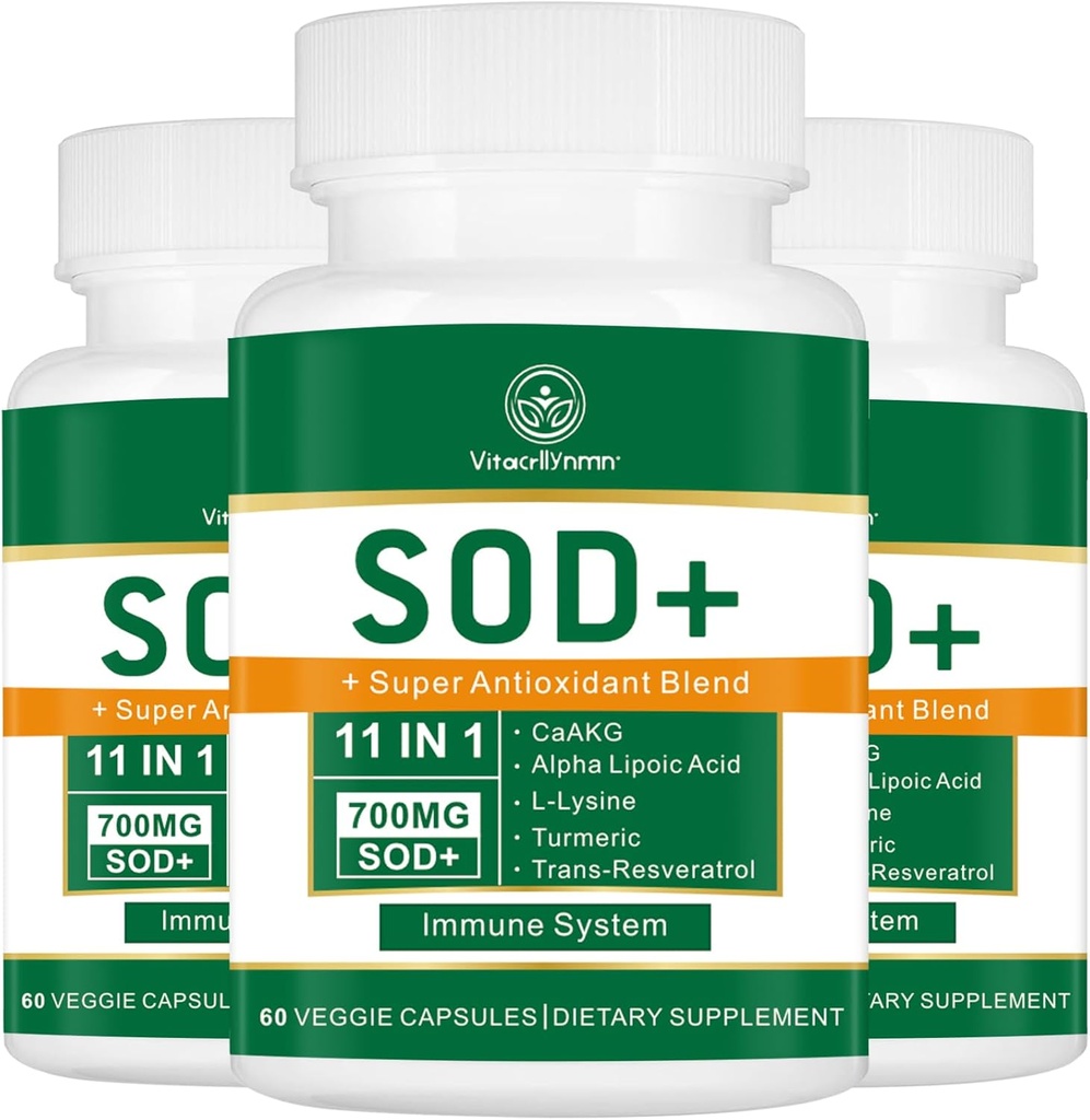 Suplemen Dismutase S0700MG Sutroxide - Suplemen Potency Antioksidant Tinggi untuk Kesehatan Sel - 180 Kapsul