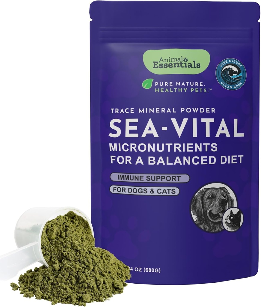 Animal Essentials Ocean Kelp for Dogs & Cats - Thyroid Suplemen, Sea Kelp, Kelp Powder, Trace Mineral Suplemen - 24 Oz