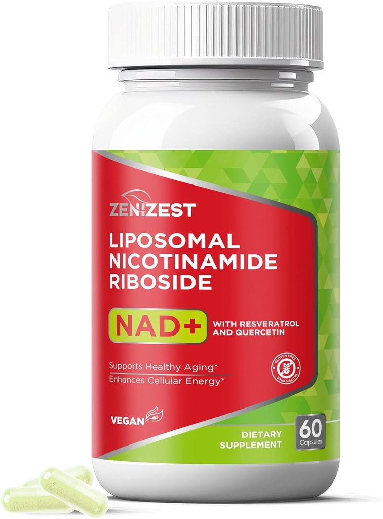 NAD + Tambahan NMN Alternatif - Liposomal Nicotinamide Riboside dengan Resveratrol & Quercetin untuk Anti Aging Cell Regeneration Energy Focus untuk Perempuan Pria