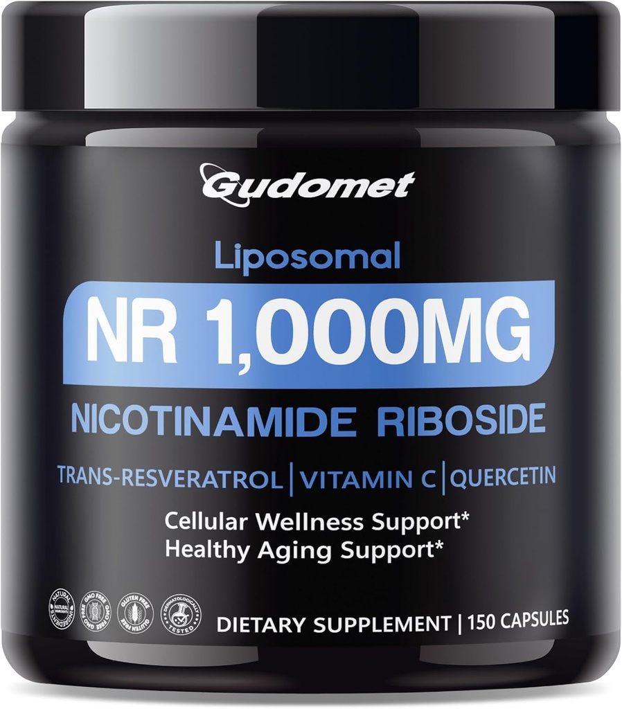 Lipomal NR (Nicotinamide Riboside) dengan Trans- Resveratrol, Vitamin C & Quercetin - Pendukung Wellness & Heallen Aging -150 Capsules - Dibuat di USA