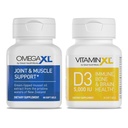 Tambahan Dukungan OmegaXL Gabungan - 60 Softgels & VitaminXL D3 High Potency Daily Vitamin D 5000 IU 125mcg Suplemen (30 Softgels) - 2 Pack