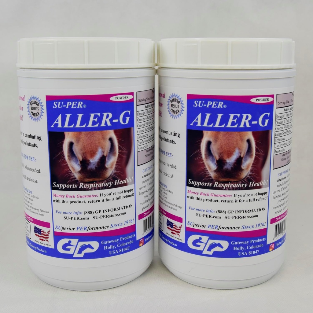Su-PER Aller- G Respiratory Dukungan untuk Kuda - Temperatur Alergi Kuda untuk Sistem Imune Kesehatan & Lung Dukungan - Alergi Combat & Polutants Lingkungan - 2,5 Pounds, (2 Pack)