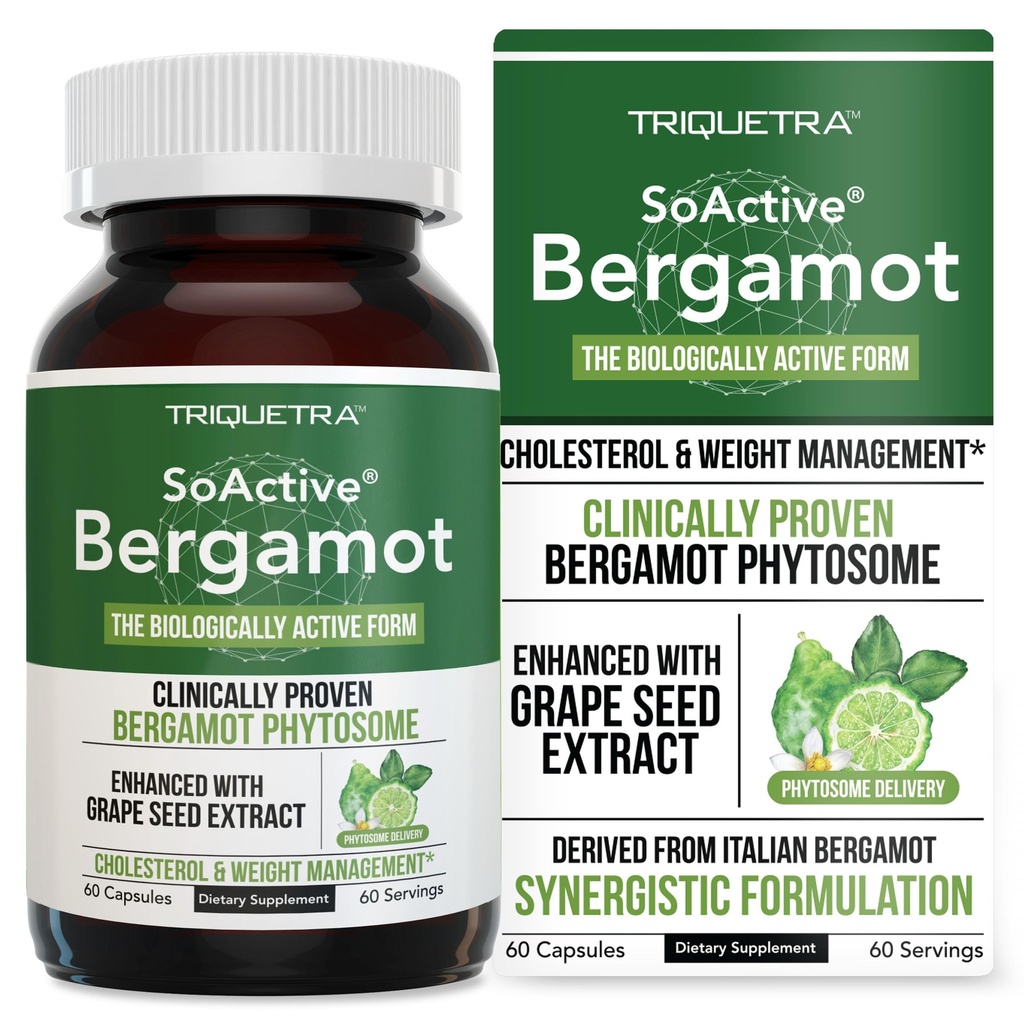 Soactive Bergamot: 2.5X More Efektif, Italian Citrus Bergamot Phyto me - Clinically Validated 14; Enhanced with Grape Seed Extract - Support Cholesterol & Wheight Management (60 Capsules)