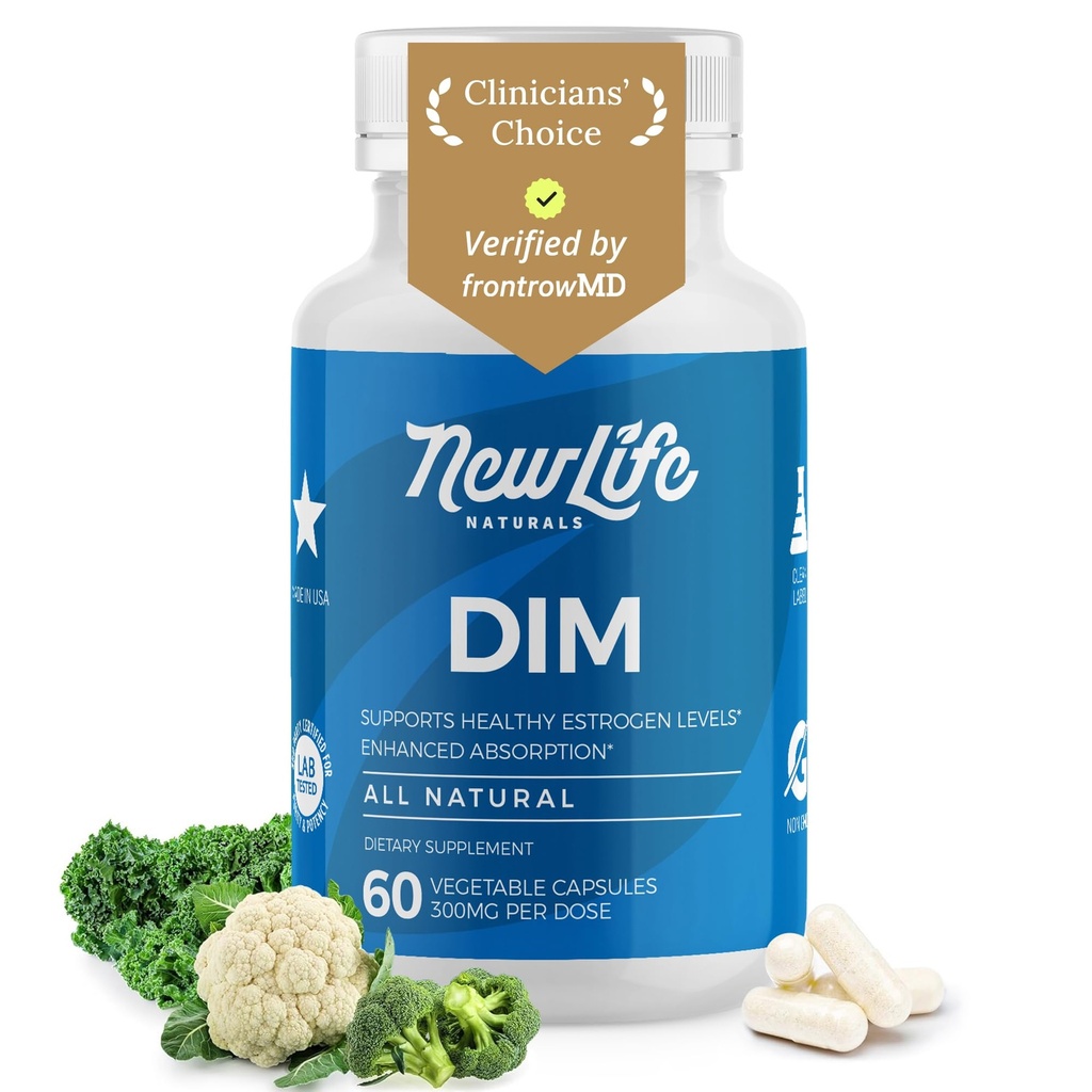 Tambahan DIM NewLife Suplemen 300mg untuk Perempuan & Pria - Hormonal Acne, Estrogen Balance Pills, Post Menopause Relief 124; Estrogen Sehat Tingkat 124; Hormonal Keseimbangan - Bioperin 124; PCOS - 60 Hari Supply