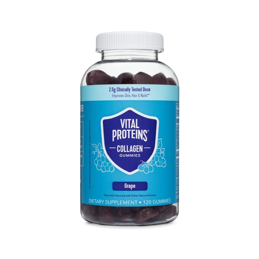 Protein Vital Collagen Gummies, 2.5g dari Clinicley- Terbukti Collagen untuk Rambut, Skin, Nails & Wrinkles, 120 ct, 30 Hari Supply, Grape Flavor