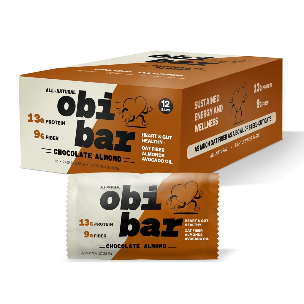 Obi Bar Chocolate Almond - Protein dan Oat Fiber Bar 124; All-Natural 124; Substanded Energy 124; Lightly Sweet Taste 124;