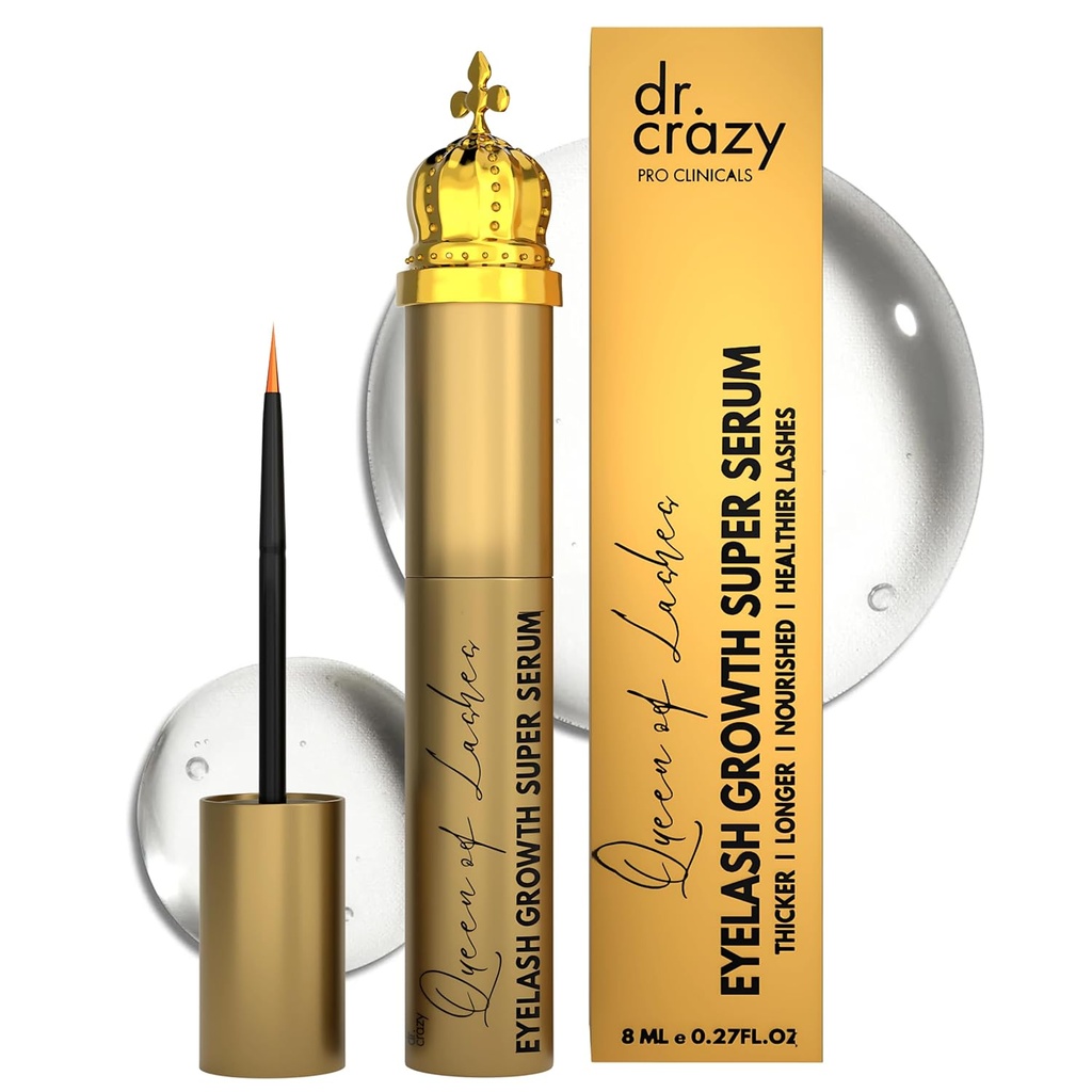 Queen of Lashes Peptide Growth Serum - Lash & Blow Enhancer dengan Ekstrak Root Peptides & Ginseng - Bebas Hormone, Othtalmologi Test Formula Longer, Fuller Lashes (8 ML)