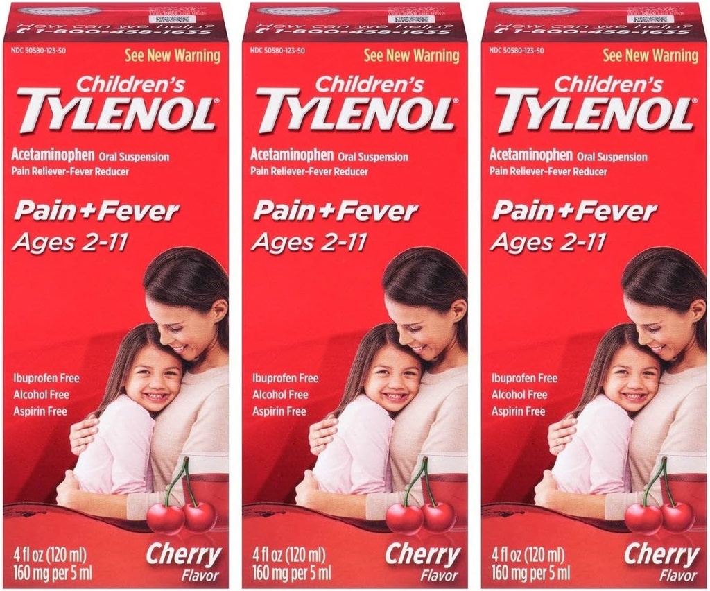 Tylenol Chld Cherry Liq Ukuran 4 Fl oz Tylenol Anak-anak Cherry Blast Oral Suspension Paket 3