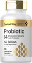 Dokter 's Way Probiotic Supplement; 50 Milyar Organisme Aktif; 124; 90 Capsules 124; 14 Strains dengan Prebiotic 124; untuk Pria dan Wanita 124; Vegetarian, Non-GMO, Gluten Bebas