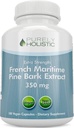 Purely Holistic Pine Bark Extract 350mg 180 Vegan Capsules 95% Proanthocyanidins - French Maritim Pine Bark Extract - Non GMO & Pestisida Free Antioksidant Suplemen