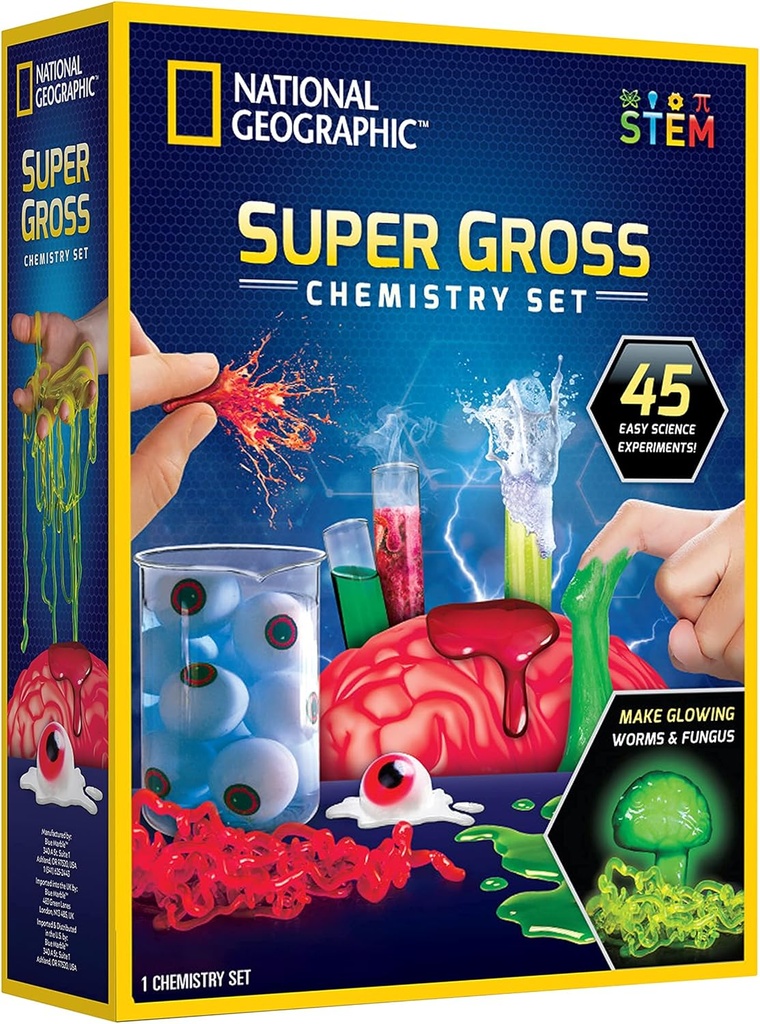 National Geographic Gross Science Kit - 45 Gross Science Experiments - Dissect a Brain, Make Slime, Creepy STEM Project for Boys and Girls, Birthday Gifts for Kid 8-12 (Exclusive)