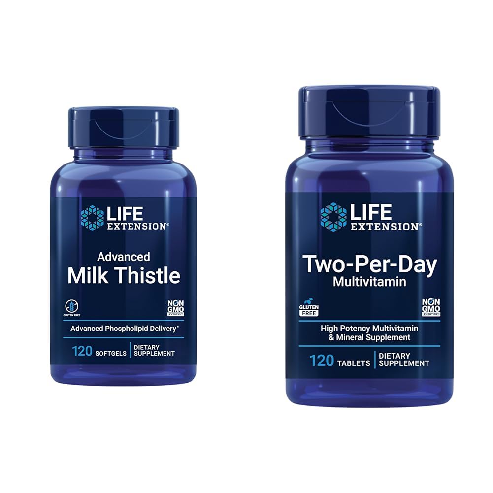 Ekstensi Hidup Tingkat lanjut Susu Thistle 120 Softgels dan Dua-Dua Hari Tinggi Potency Multi- Vitamin & Mineral 120 Tablets Bundle
