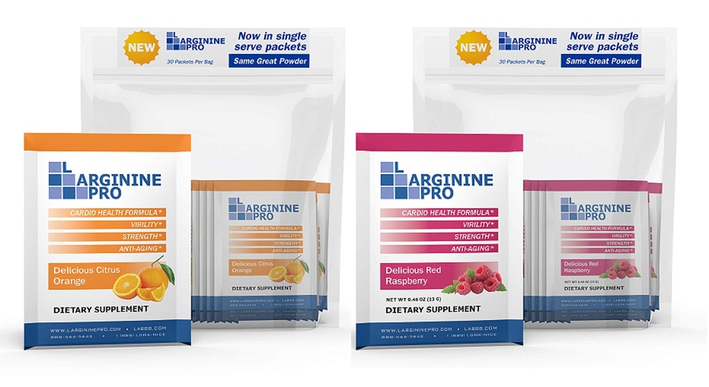 L-ARGININE PRO Supplement Powder = 124; 60 Pagerts Single Save Travel Size 124; 5.500mg dari L-arginine Plus 1.100mg L- Citrulline, Raspberry & Orange