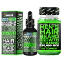 Beard Growth Kit w / 6X Liquid BiOTIN Suplemen dengan Collagen Peptides + 620 mcg 14 -1 BIOTIN Gummies / Beard Growth Vitamin & Hair Growth untuk Men - Formulated di Amerika