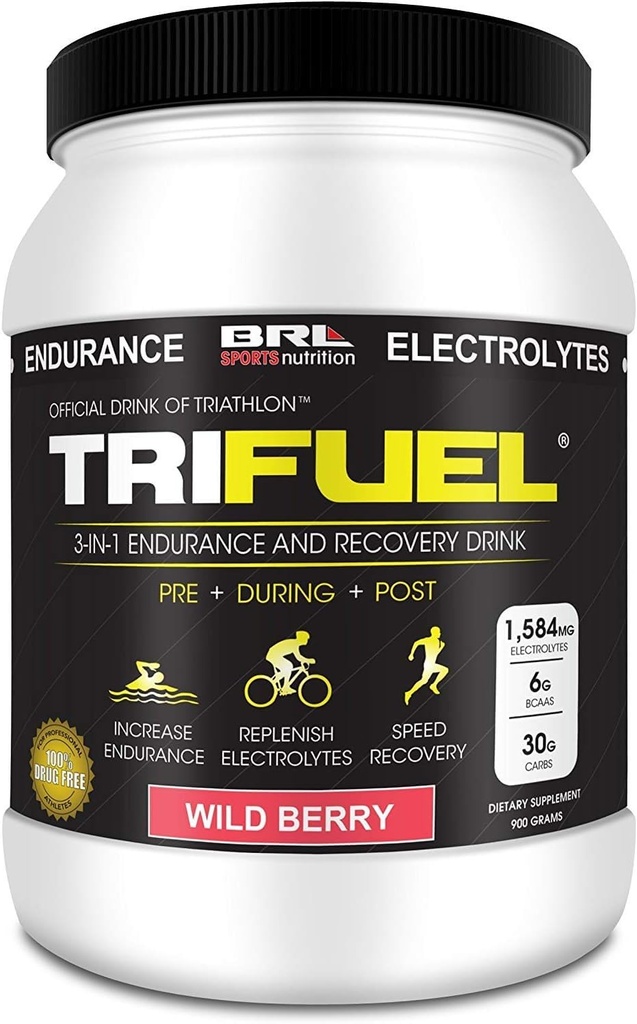 3-in-1 Endurance and Recovery, Hidration, BCAA, Electrolite Enhanced Drink (Wild Berry)...