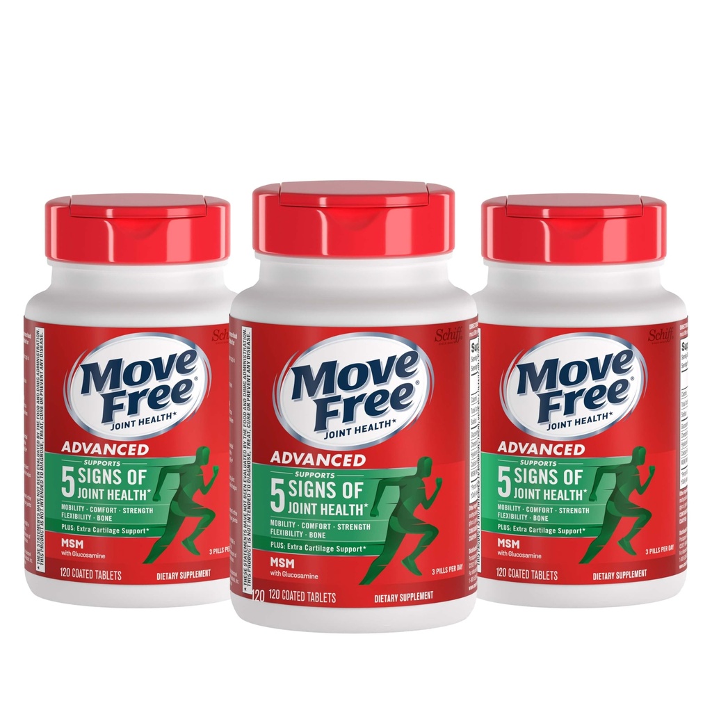 Pindahkan Free Advanced Glucosamin Chondroitin MSM Jouring Suplement, Support Mobility Comfort Strength Flexibility & Bone - 120 Cacah (Paket 3)