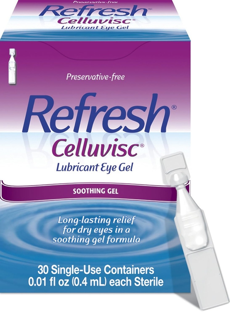 Refresh Celluvisc Lubricant Eye Gel For Dry Eyes, Preservative- Free Drops, 0.01 Fl Oz Single- Gunakan Kontainer, 30 Count