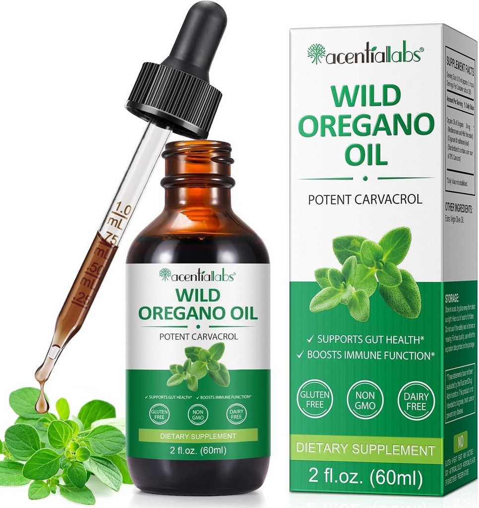 Organik Oregano Oil Liquid Drops, Tanaman berpusat Berdasarkan Oregano Liar Diekstrak Oil atau Pria & Perempuan Boosting Immune / Energy, Promoting Digetical System, Non GMO Vegan 60ML / 2 Fl Oz