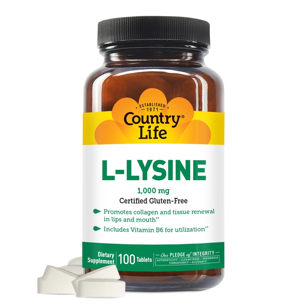 COUNTRY LIFE VITAMINS L- Lysine 1000 Mg dengan B-6, 2,5 Pounds