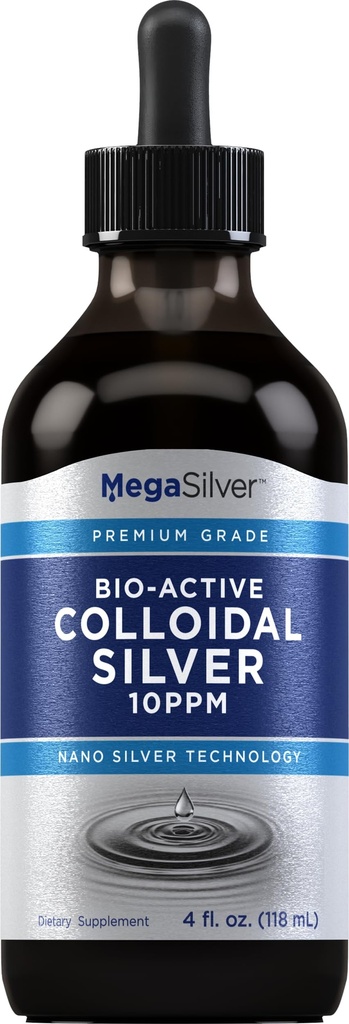 Piping Rock Colloidal Silver Liquid Drops 126; 10 plum 124; 4 oz 14; Bio Active Premium Tingkat 124; Nano Silver Technology 124; Non-GMO, Gluten Bebas