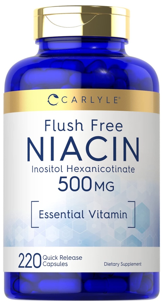 Carlyle Niacin Flush Free 500mg 124; 220 Capsules 12.4; Non-GMO dan Gluten Free Escule Vitamin