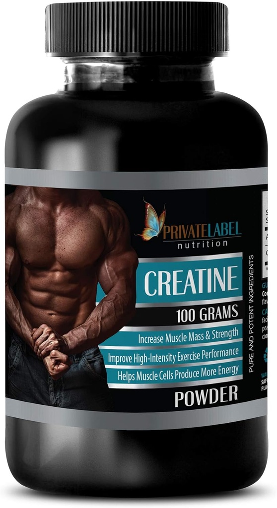 LABEL PRIVATE LLC Muscle Boosting Suplemen - CREATINE bubuk 100 gram - creatine monohidrat - 1 Botol (100 G bubuk)