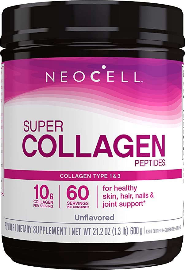 NeoCell Super Collagen Peptides, Grass- Fed Collagen Types 1 dan 3, Unfeatored, 21,2 Ounces (Paket May Vary)
