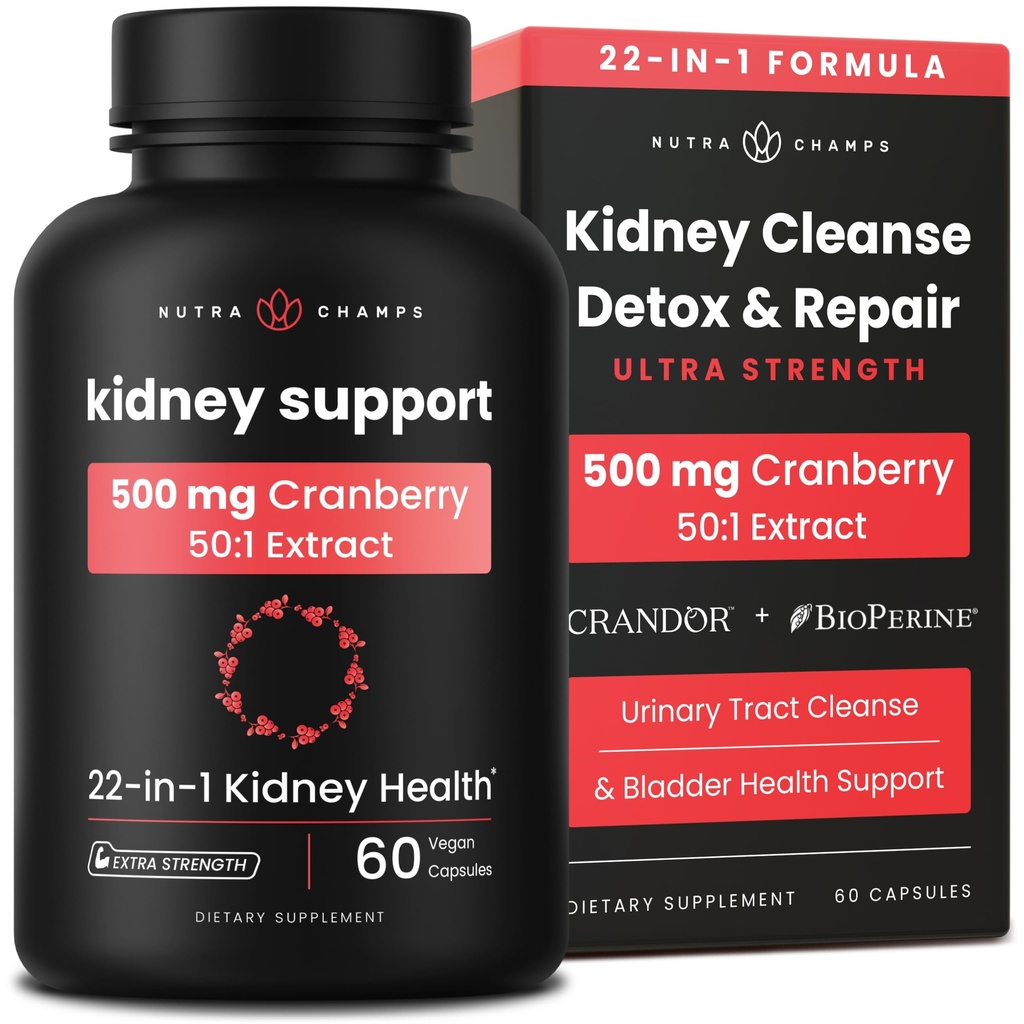 Kidney Cleanse Detox 124; 222-22-1Kidney Dukung Support: 124; 2500mg Cranberry Extract 124; Extra Energy Reparts & Flush Premium Formula 124; Urinary Trakt Health for Women & Men & Men 1244; 60 Vegan Capsules