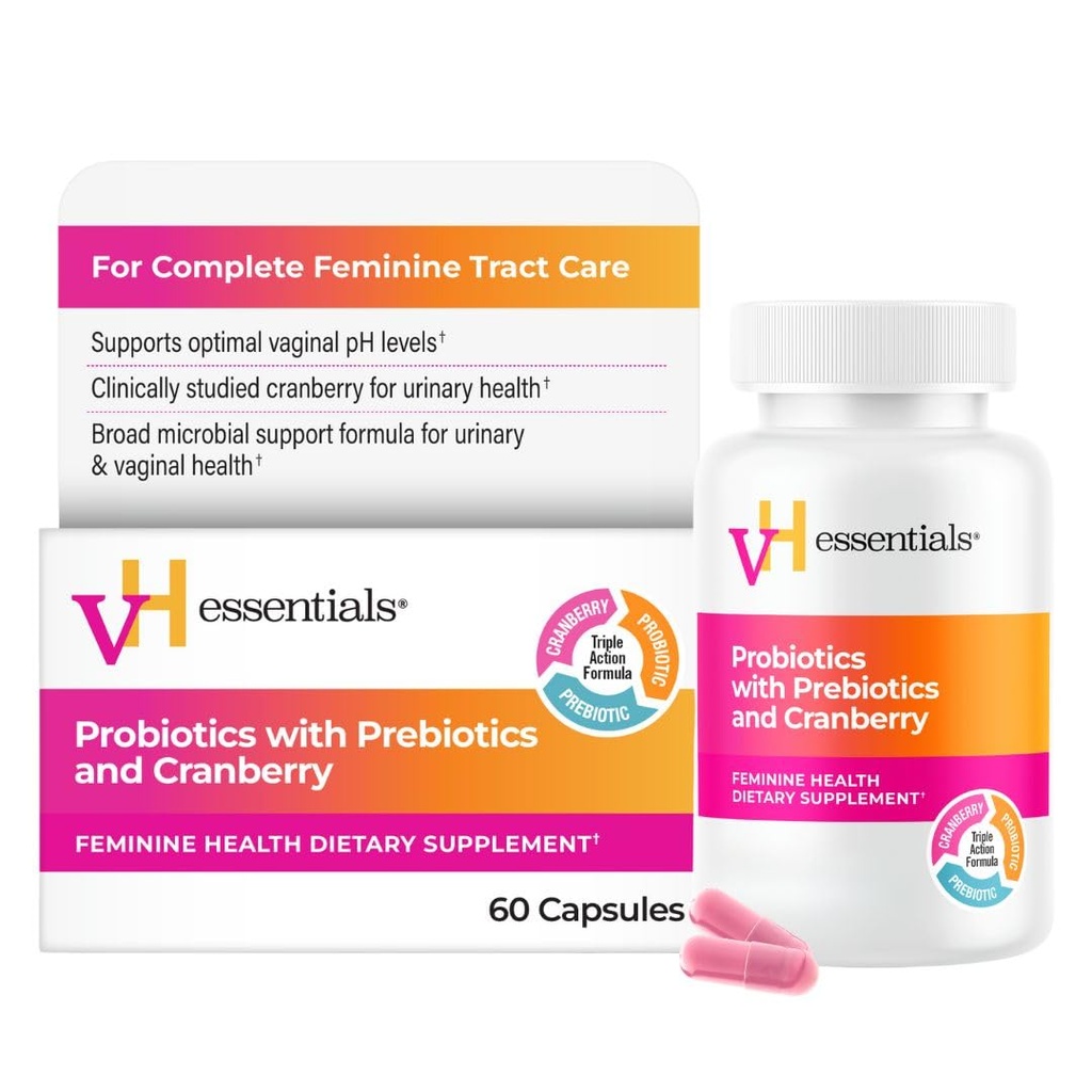 VH Esensial Progities for Women with Precies, Cranberry & Vitamin C - 60 Capsules (30 Hari Supply) - Progories Perempuan Mendukung Keseimbangan Gut, Kesehatan Feminine